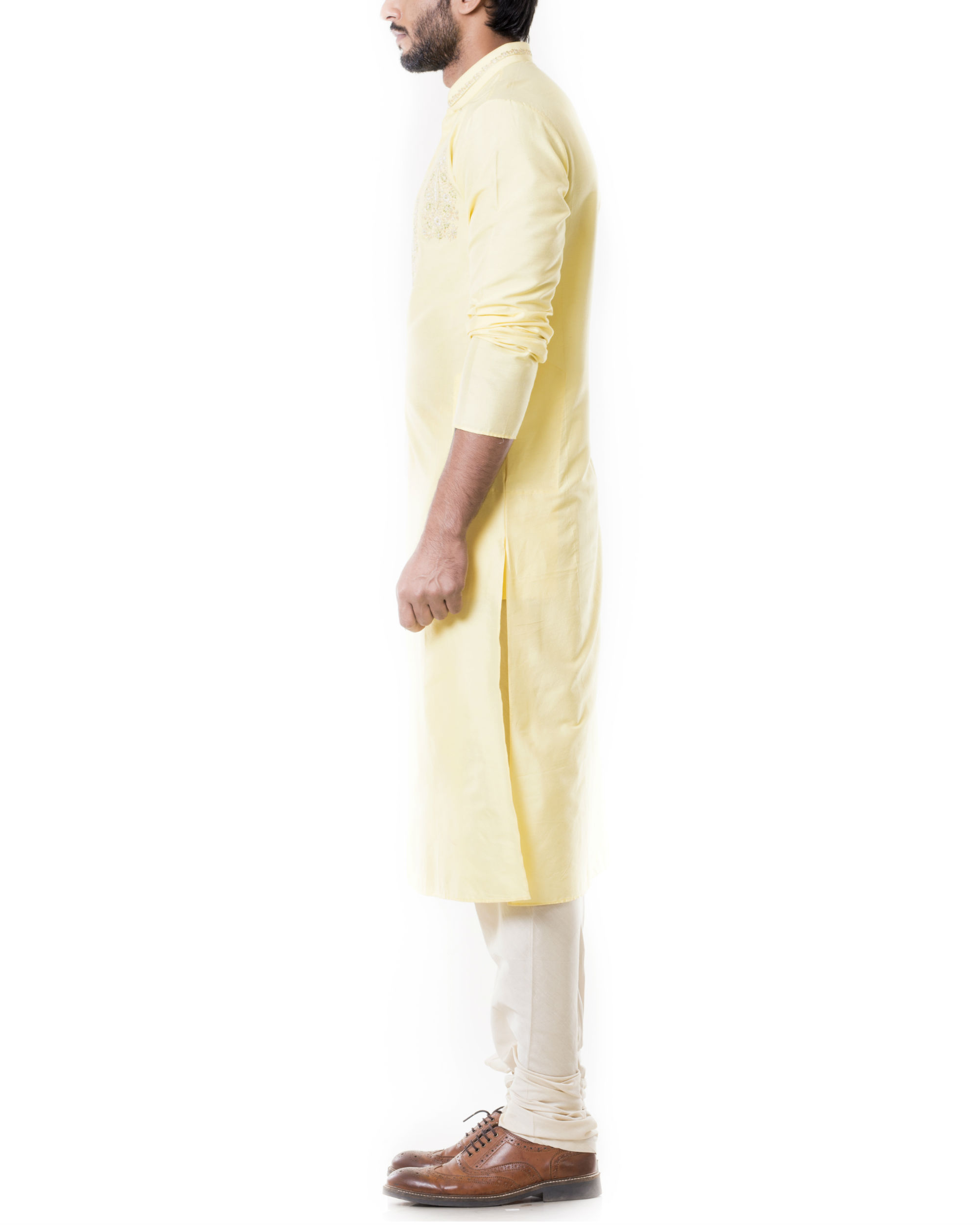 Lime yellow kurta set by Anushree Agarwal & Anju Agarwal The Secret Label