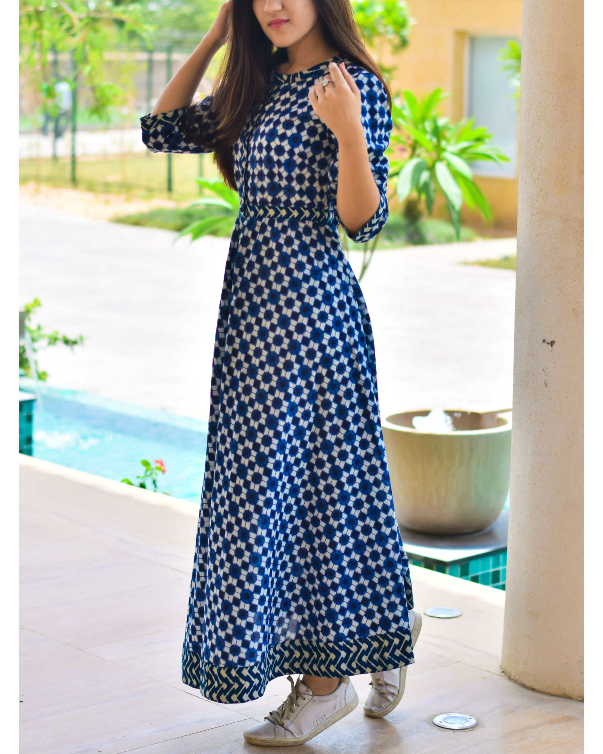 Indigo geometric maxi by Keva | The Secret Label