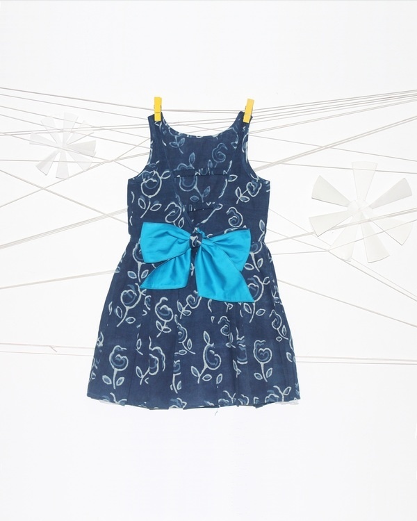 Indigo vintage rose motif dress 1