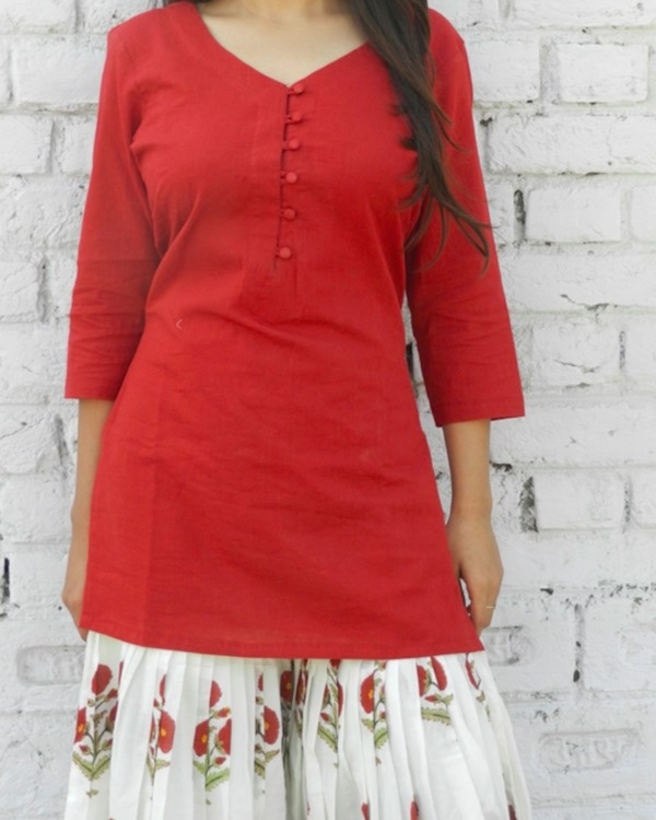 Marsala block print sharara set 1