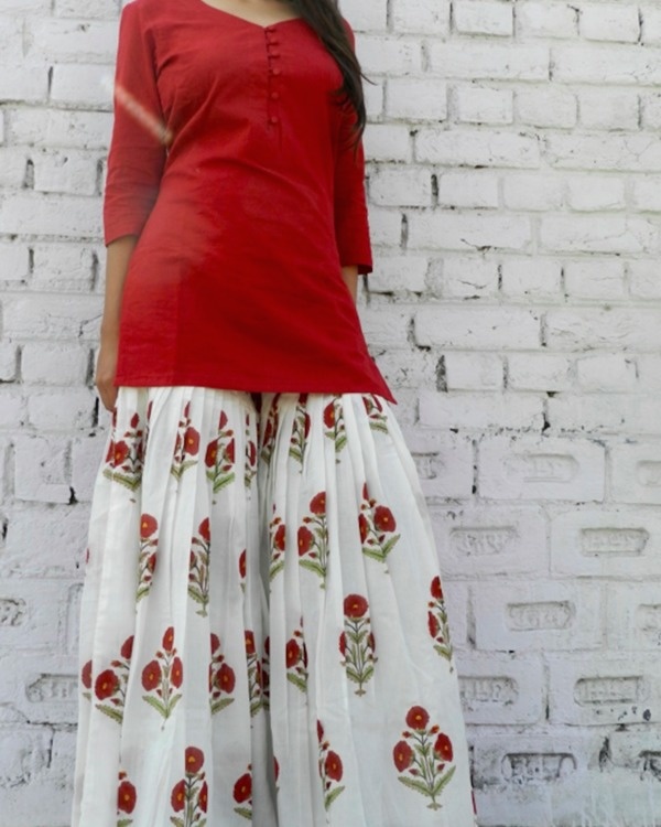 Marsala block print sharara set 2