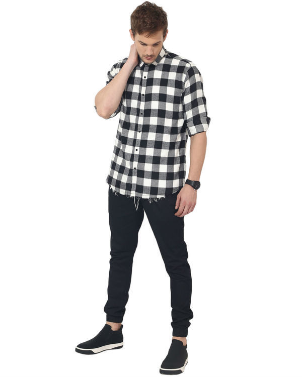 Black & white checks casual shirt 4