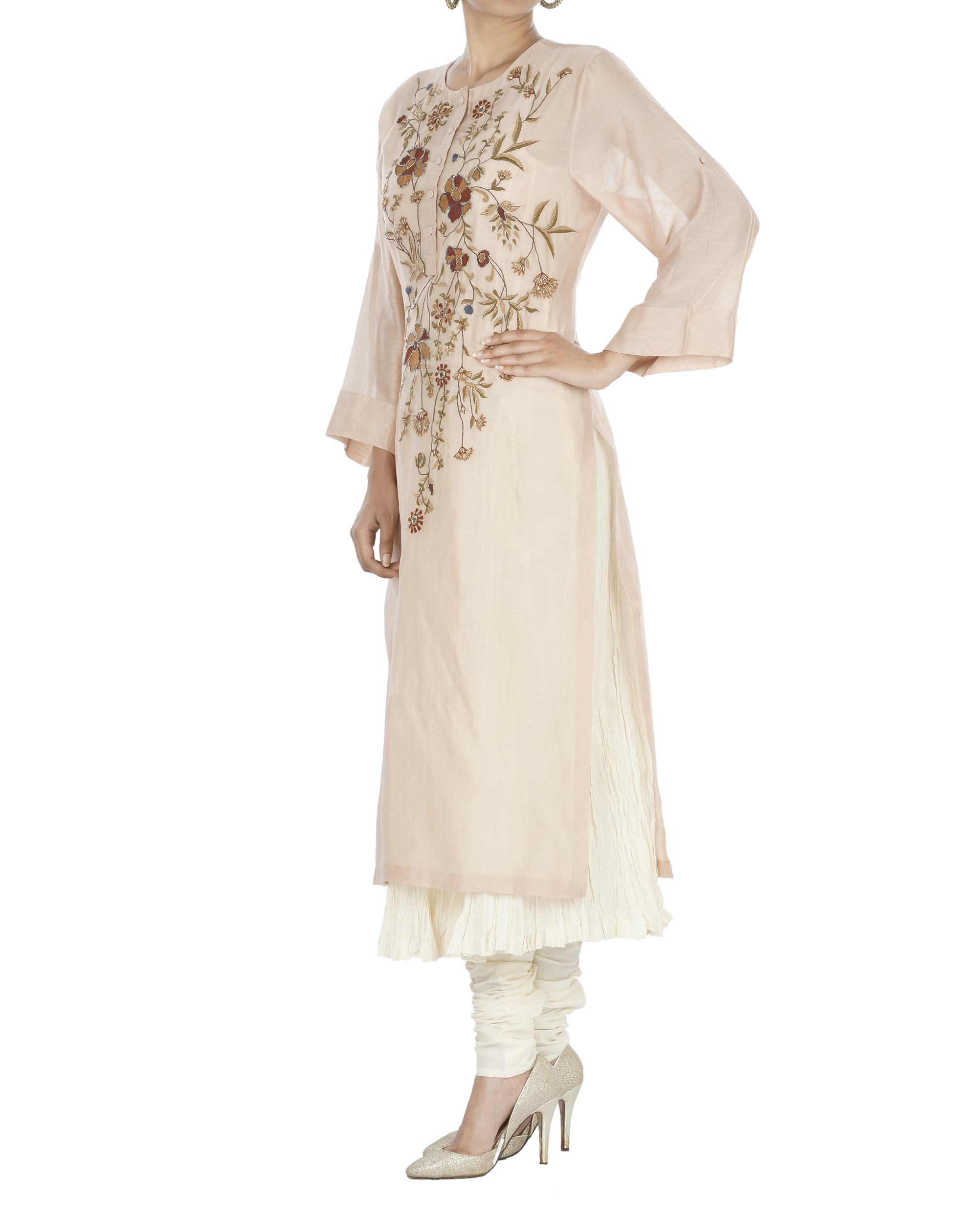 Peach kurta set by Prama by Pratima Pandey | The Secret Label