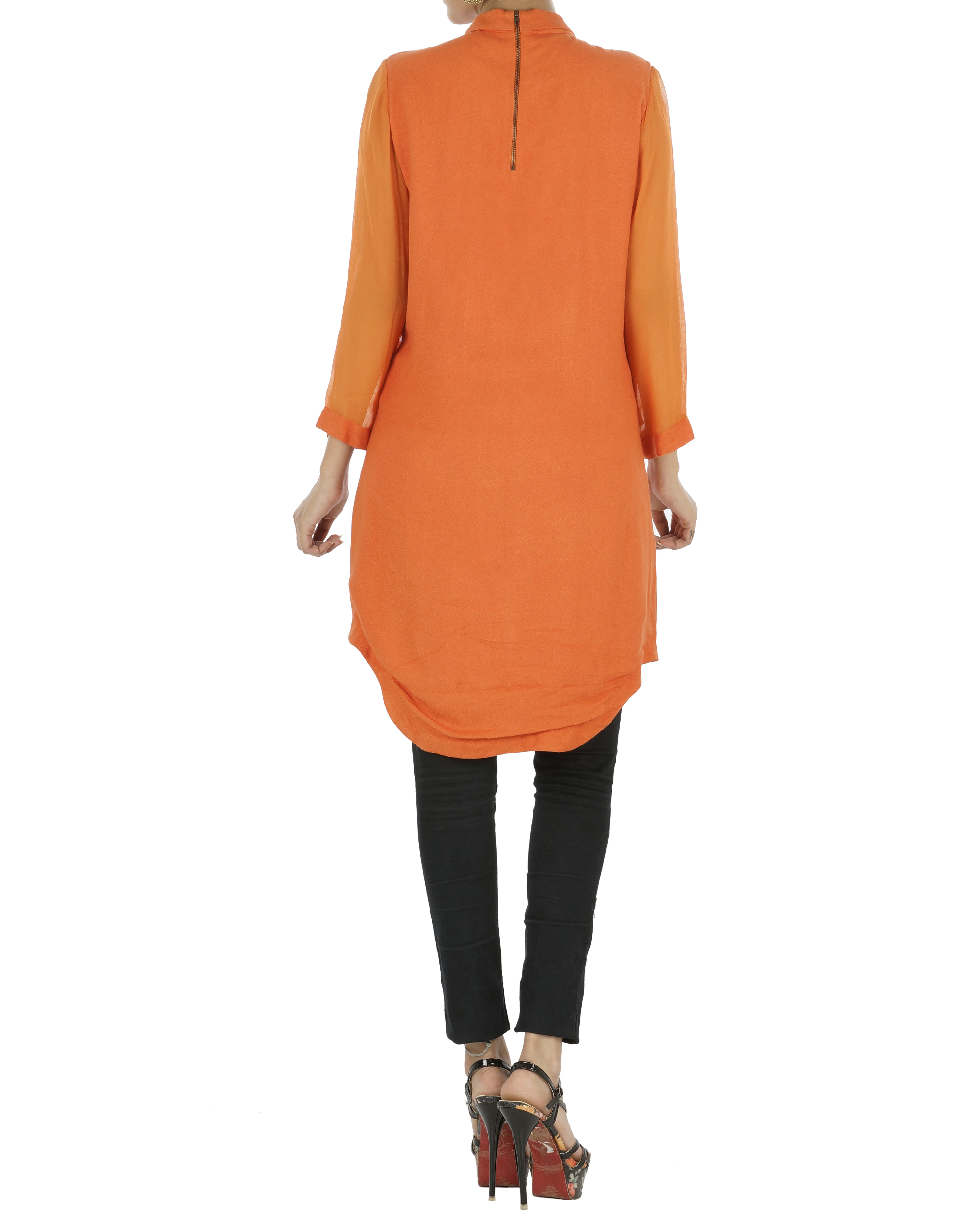 Orange tunic with gota work by Manoj Dubey | The Secret Label