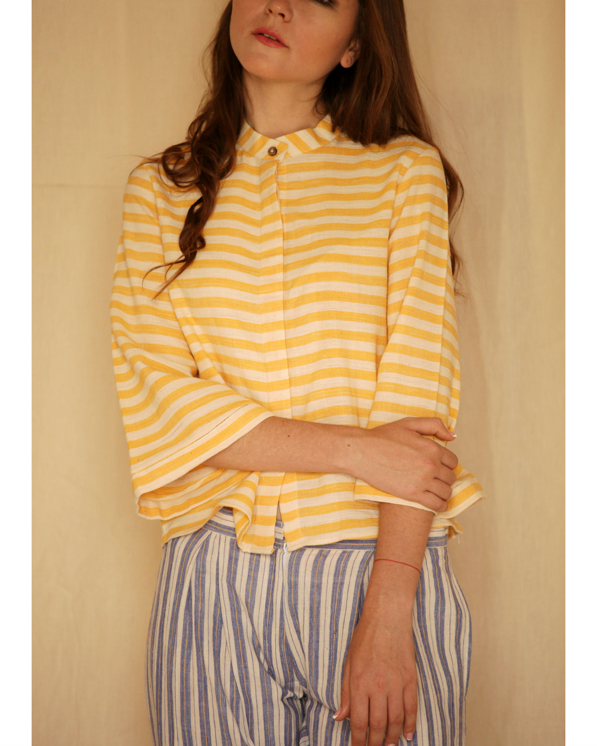 Yellow striped shirt by ANS The Secret Label
