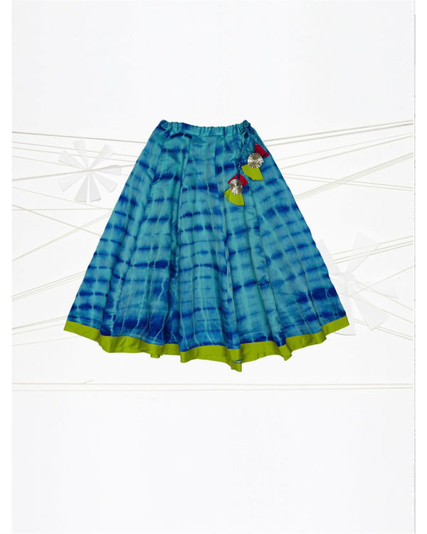 Blue cold shoulder tie-dye lehenga set 2