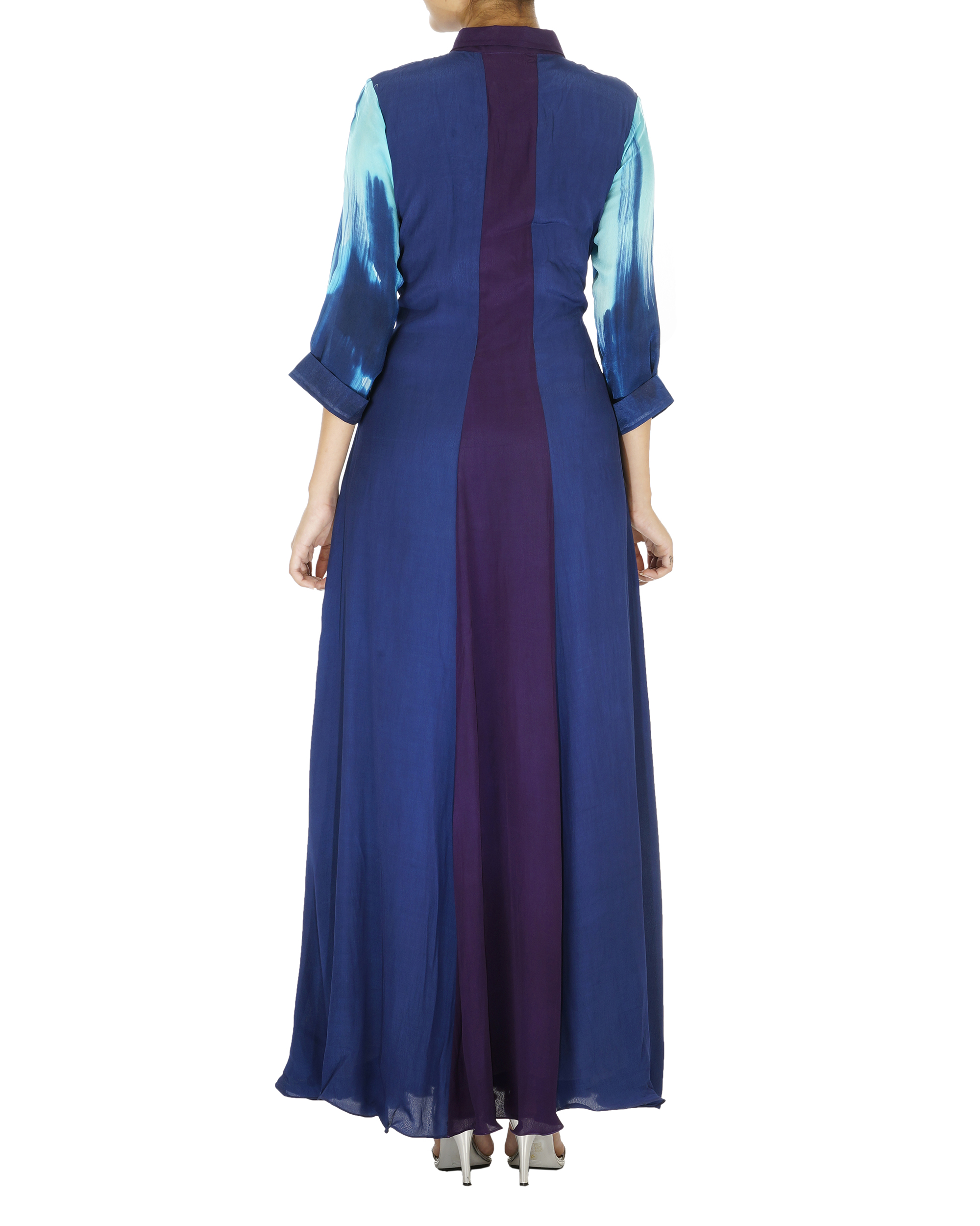 ethnic style royal blue long gown for reception