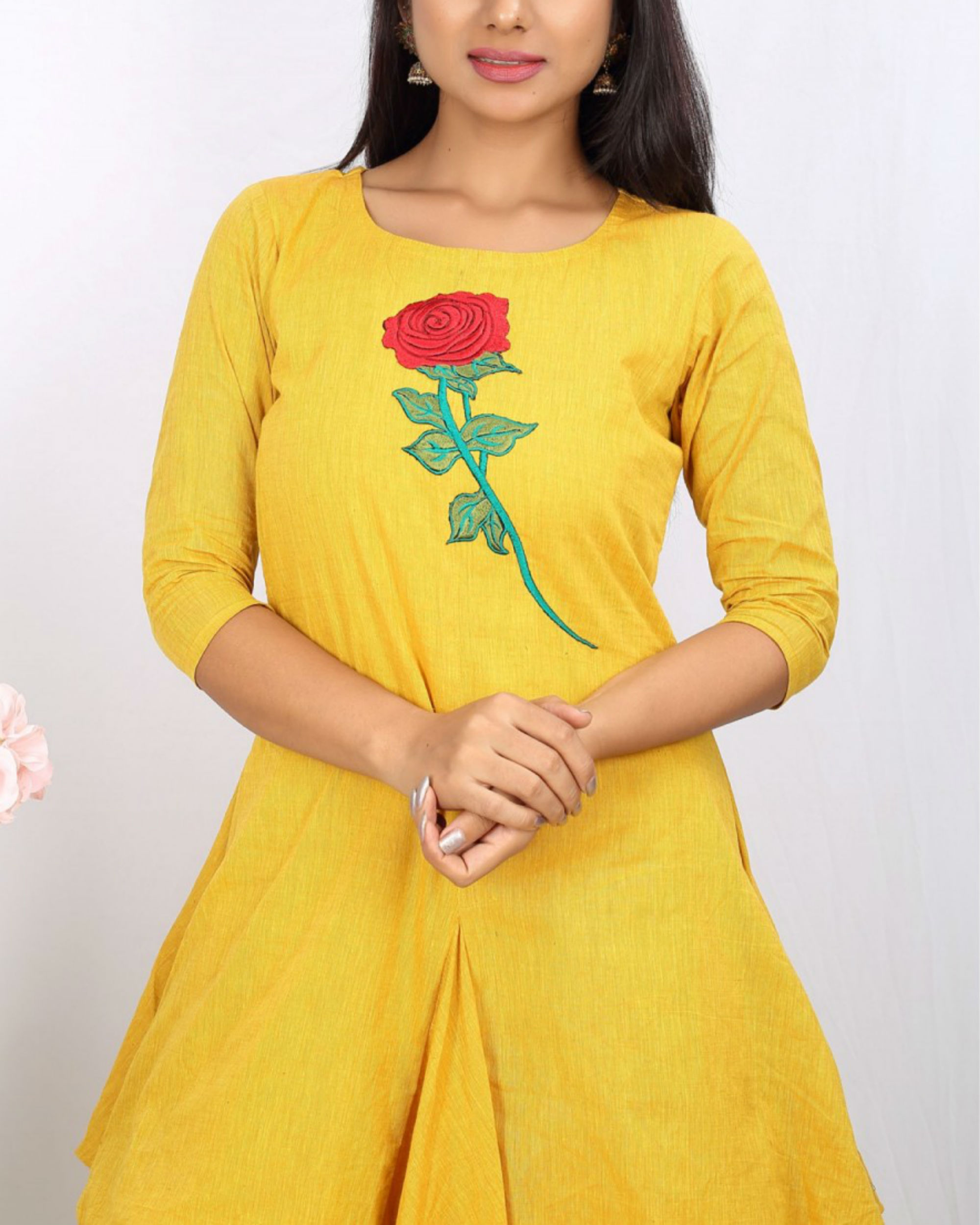 Mustard Floral Jute Cowl Dress By Miar The Secret Label 