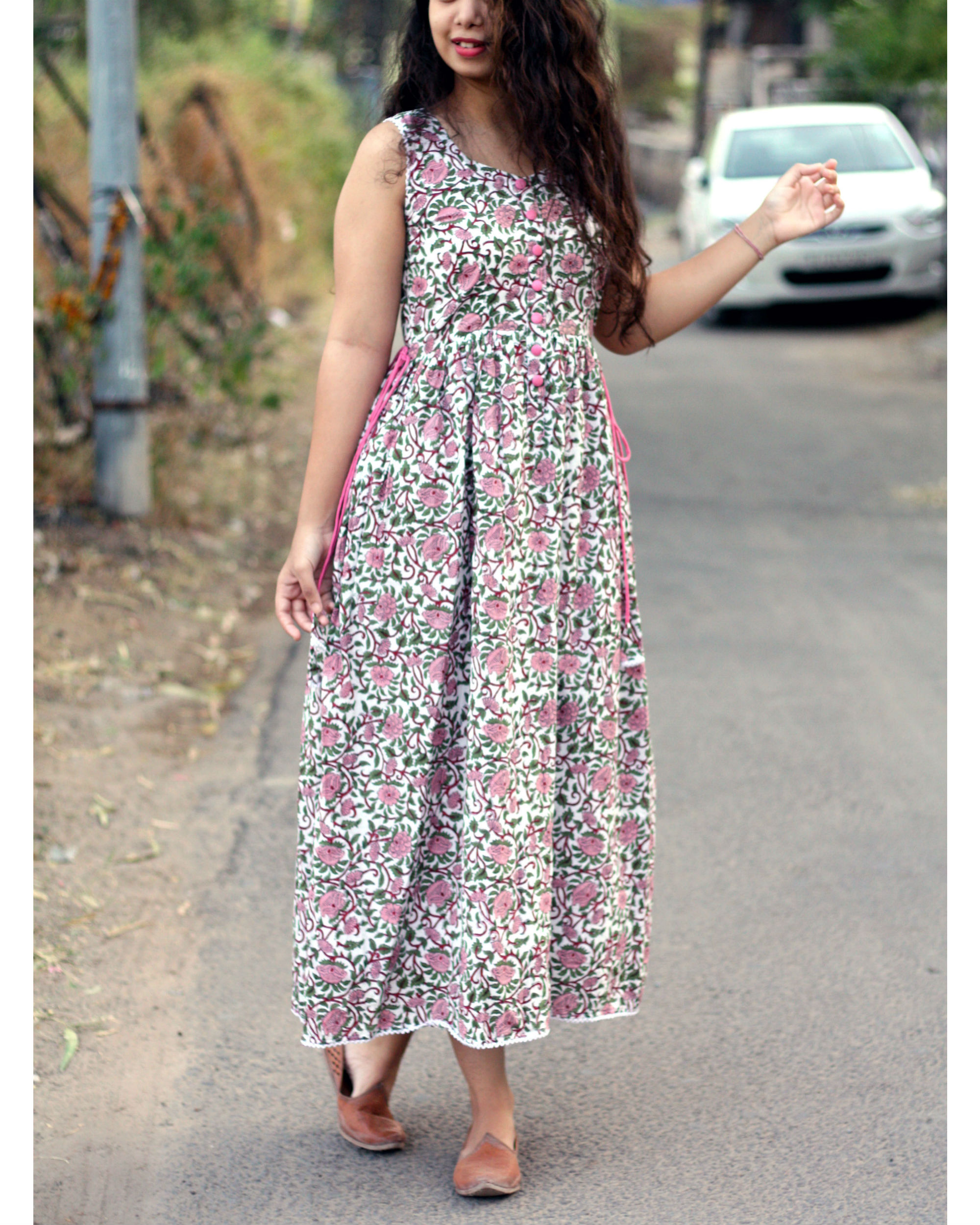 Floral ankle length maxi dress by Label Shivani Vyas | The Secret Label