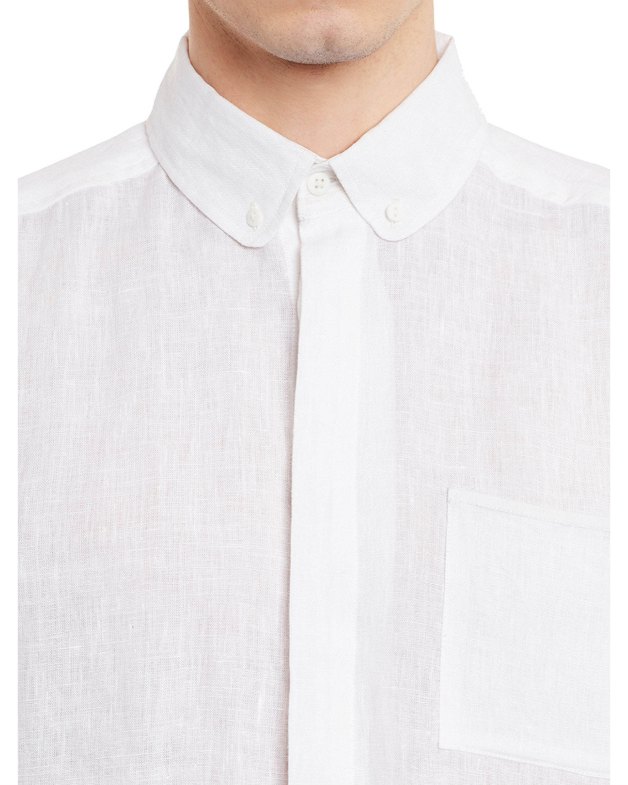 White linen button-down shirt by Dhatu Design Studio | The Secret Label
