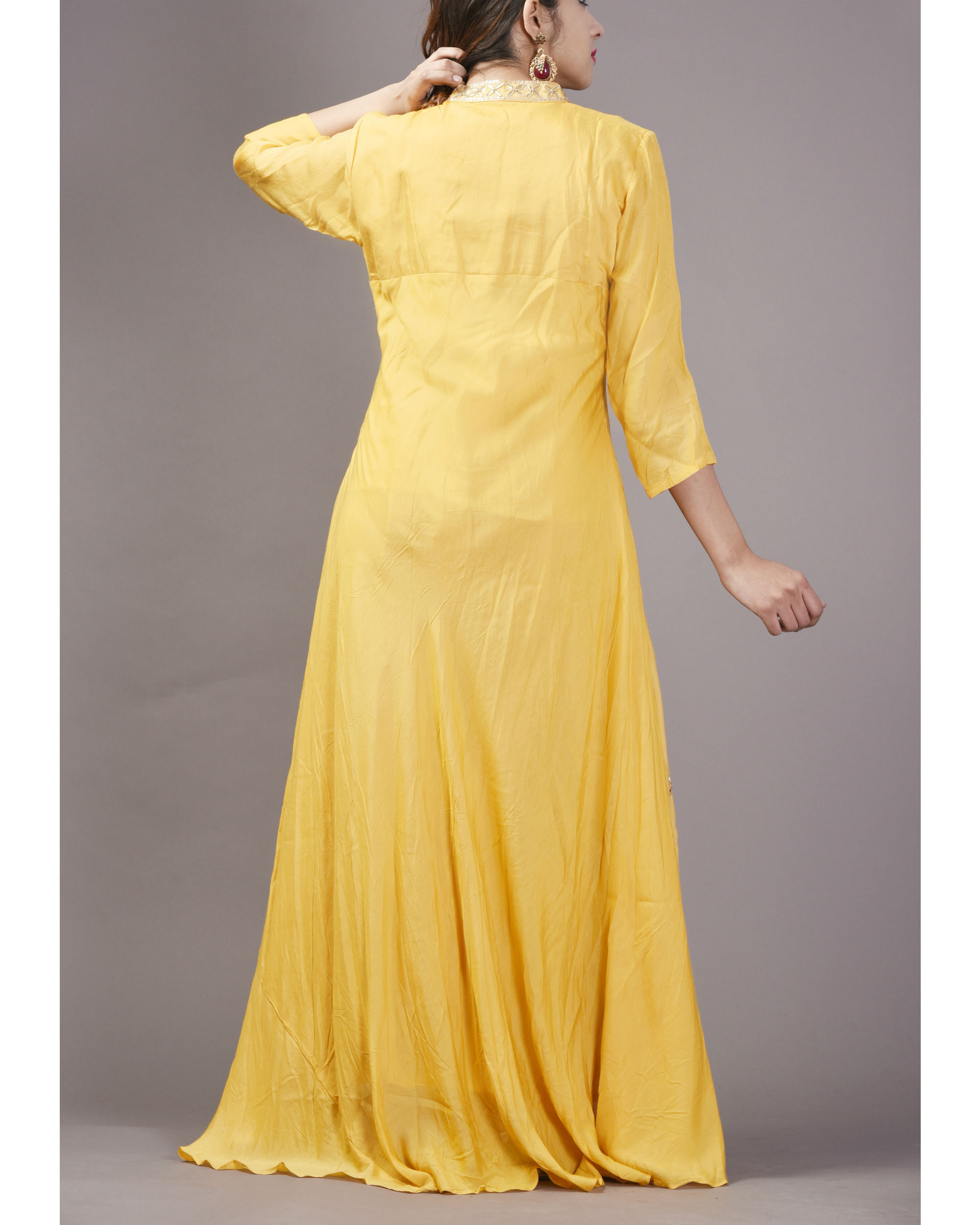 High low butterscotch dress by Rangpur The Secret Label