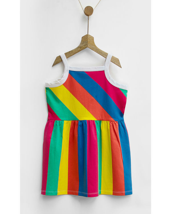 Rainbow stripes dress by Pluie Kids | The Secret Label