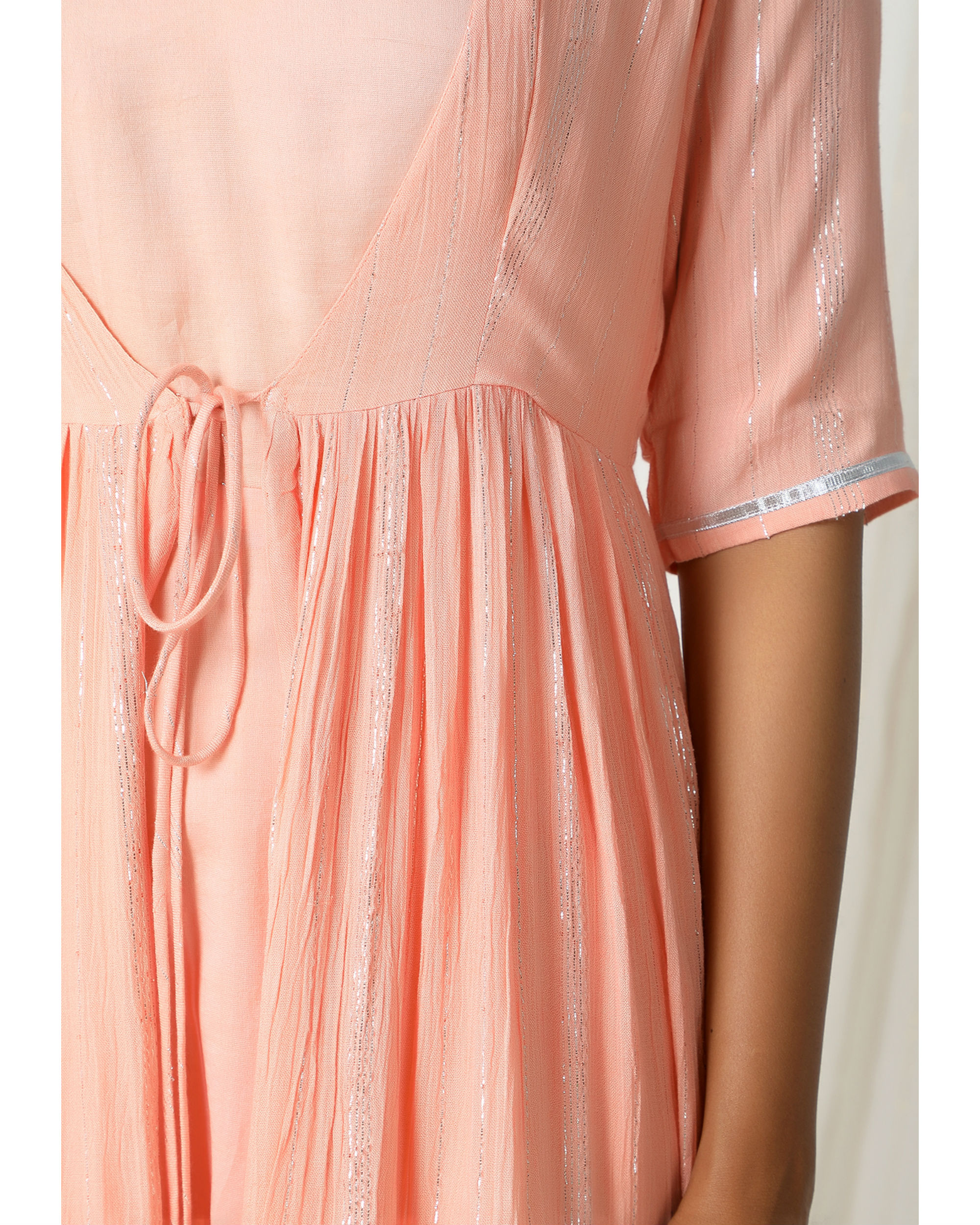 Peach crinkled jacket dress set by trueBrowns The Secret Label