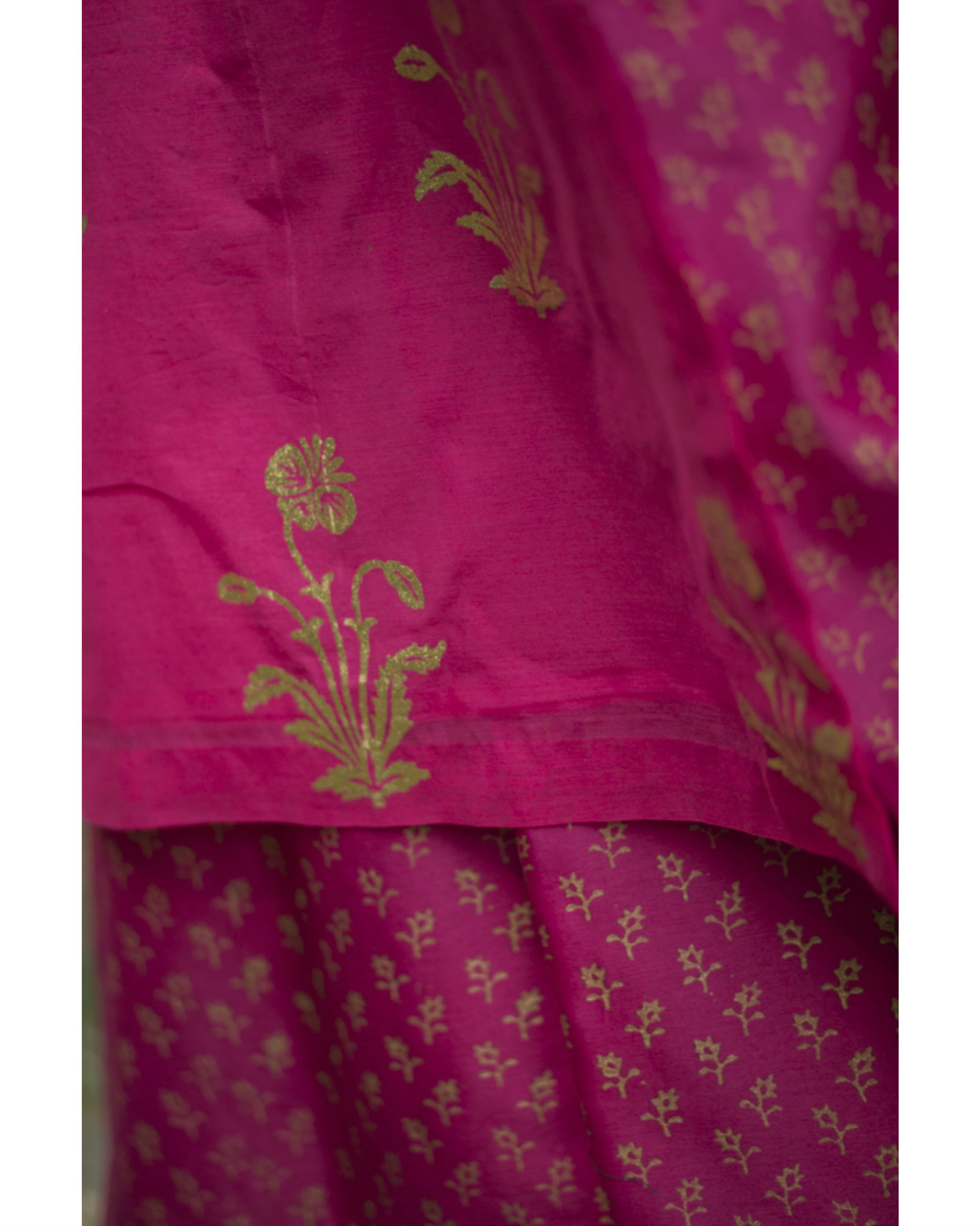 Rani pink gulmohar kurta set with dupatta by Purple Panchi | The Secret ...