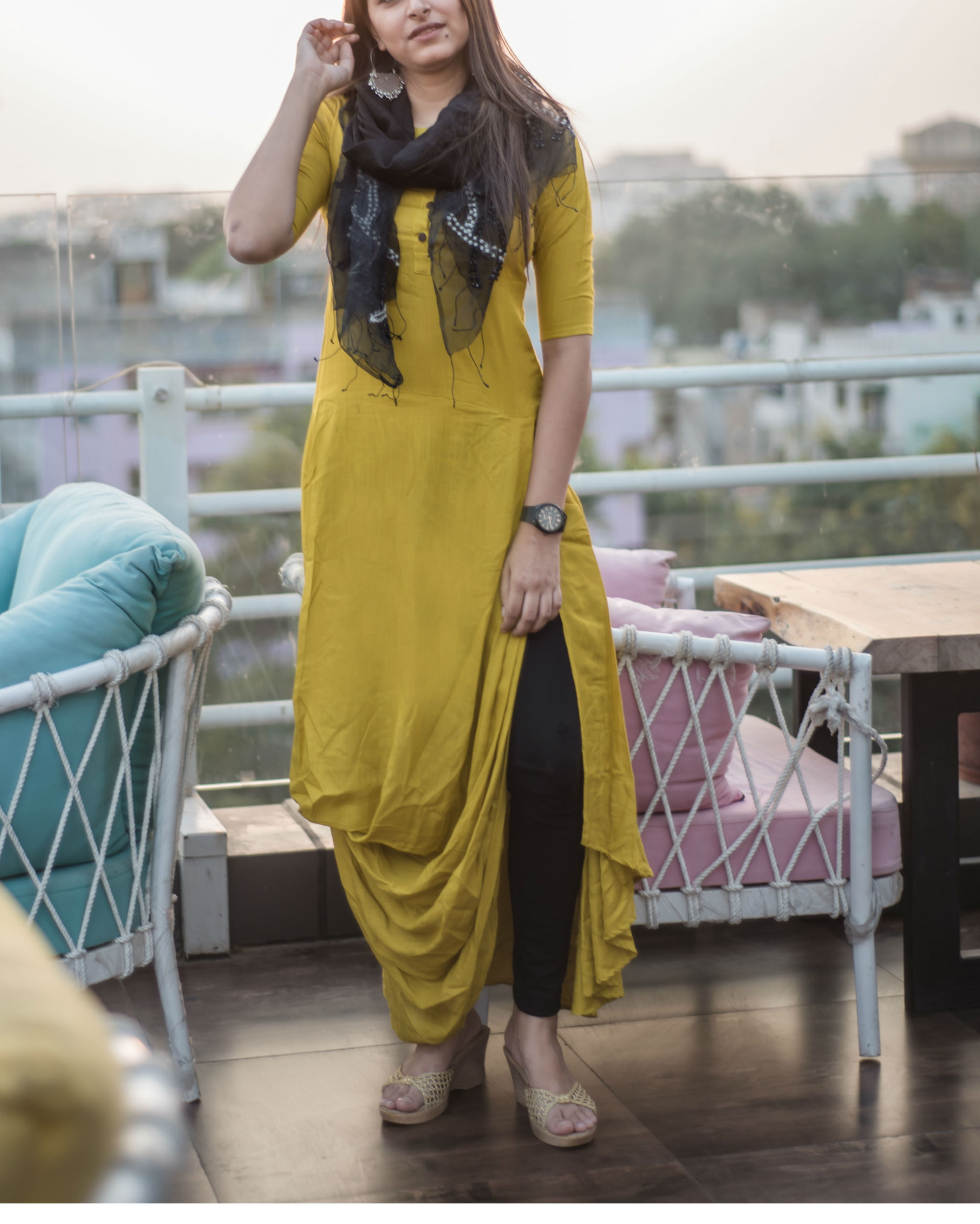 lemon green colour dress