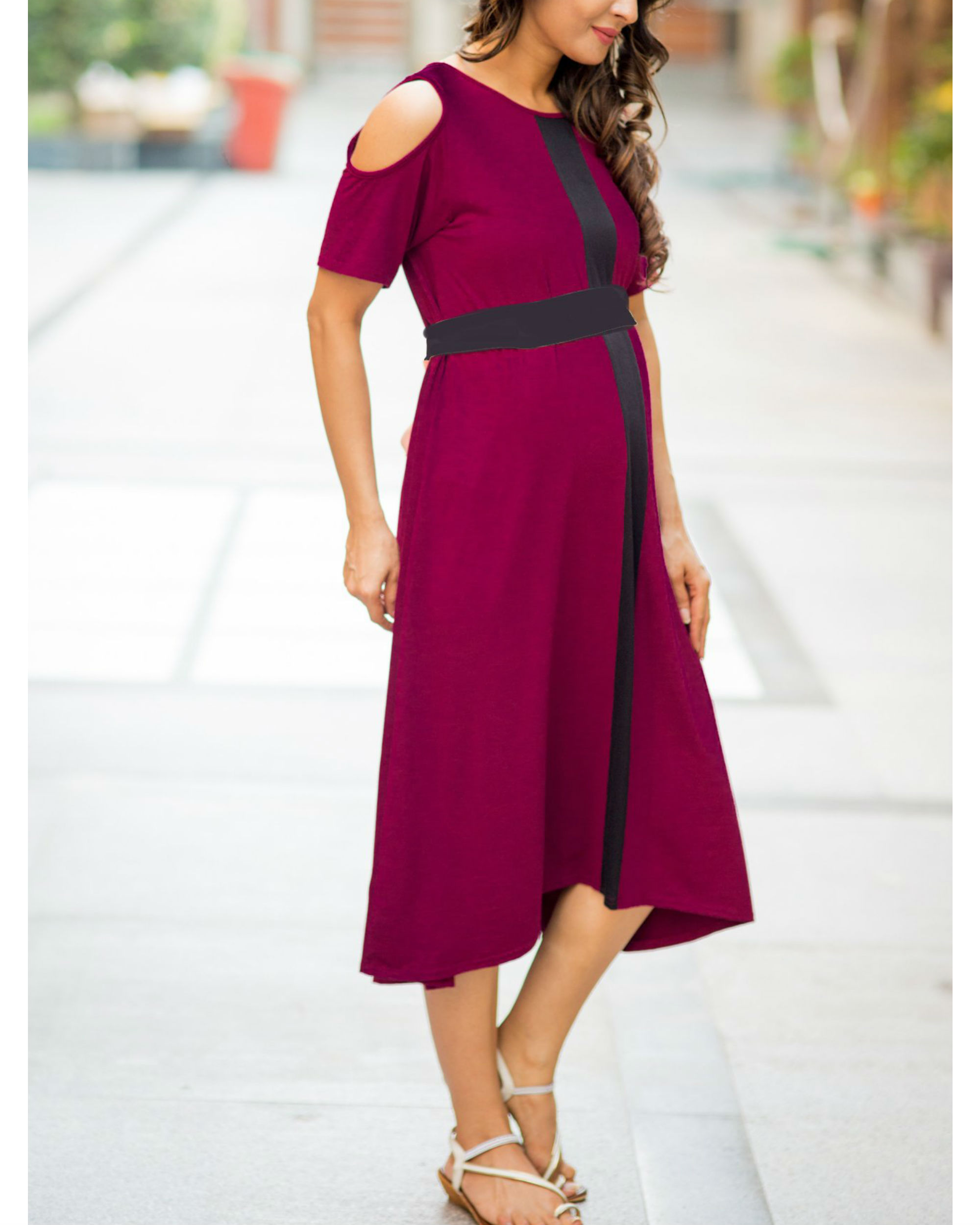 wine red maternity dress