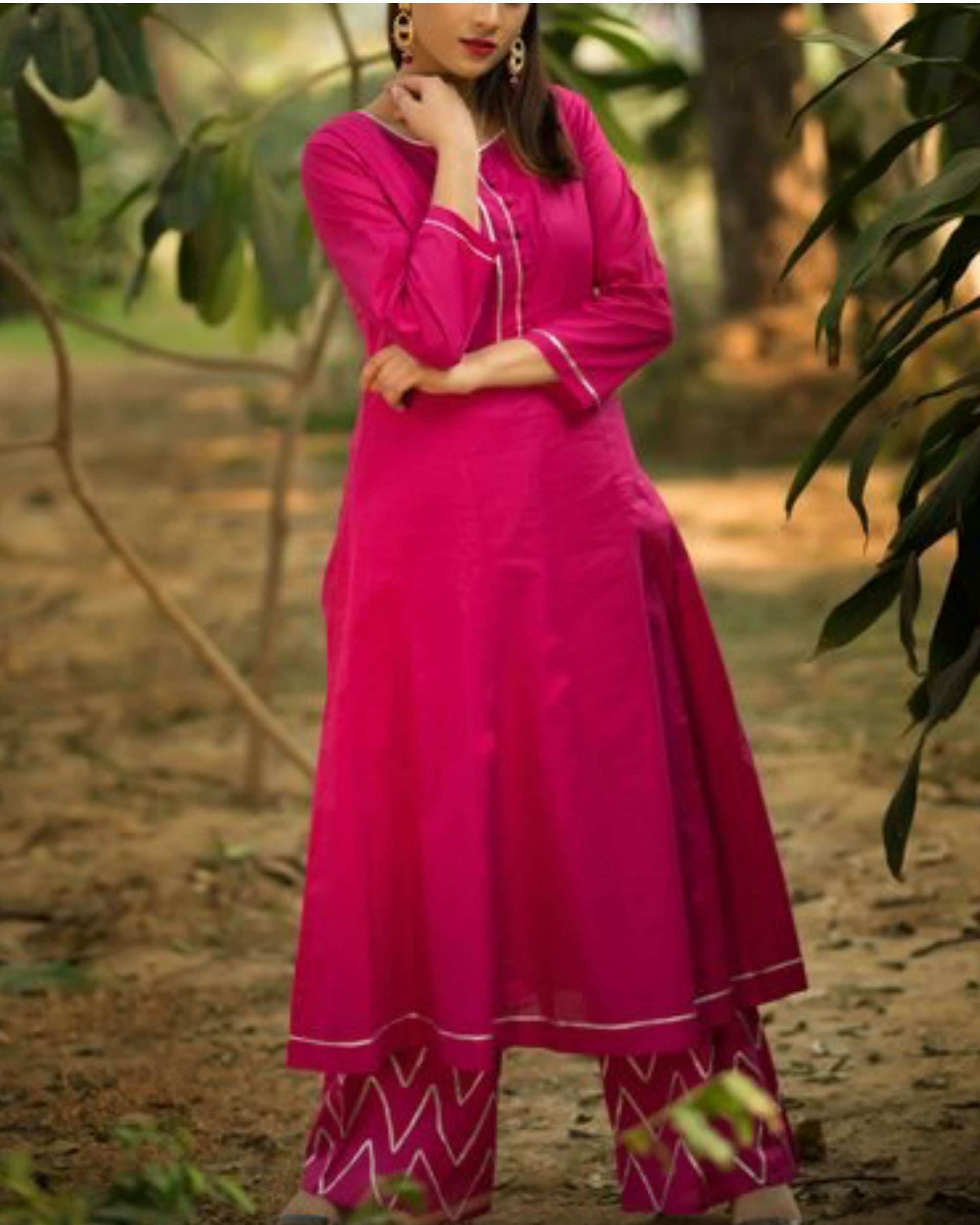 Dark magenta anarkali suit with palazzo by Indy Weaves | The Secret Label