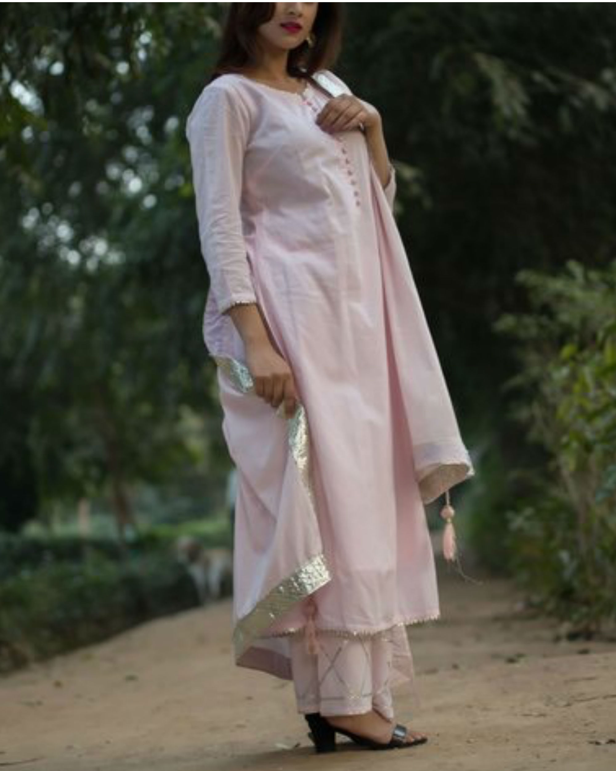 baby pink gota patti suit