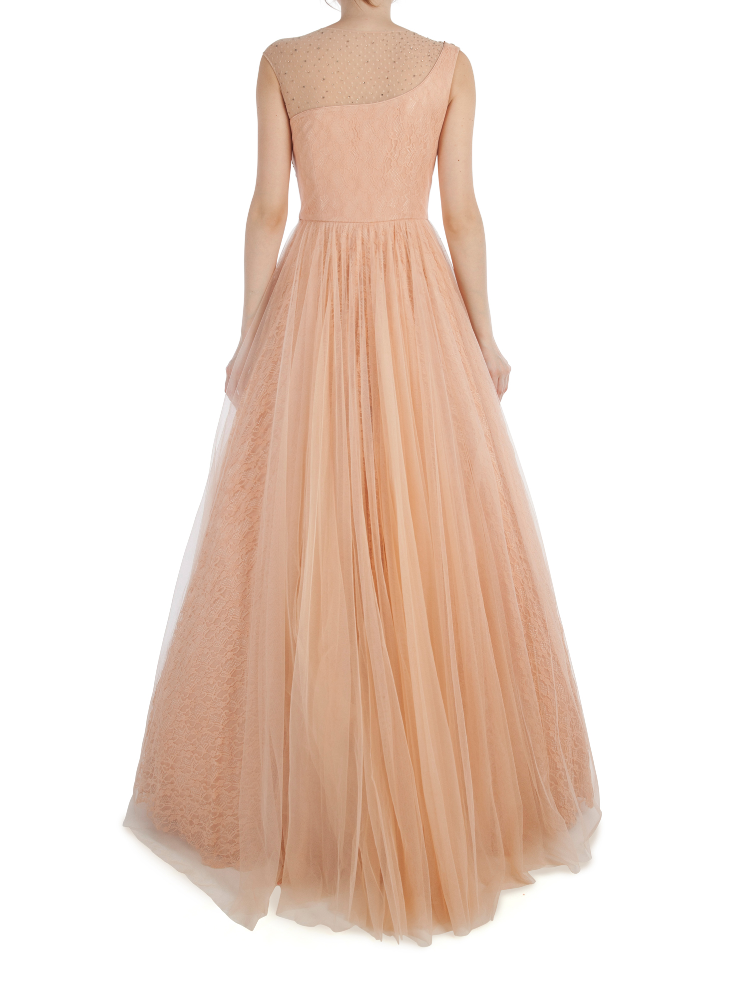 Peach demure crystal gown by Dolly J | The Secret Label