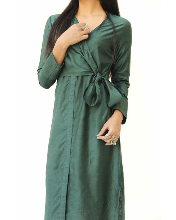 Emerald green side knot wrap  dress 2