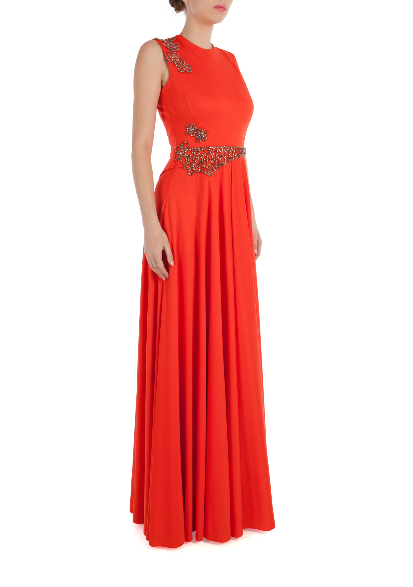 Orange love crystal gown by Dolly J | The Secret Label