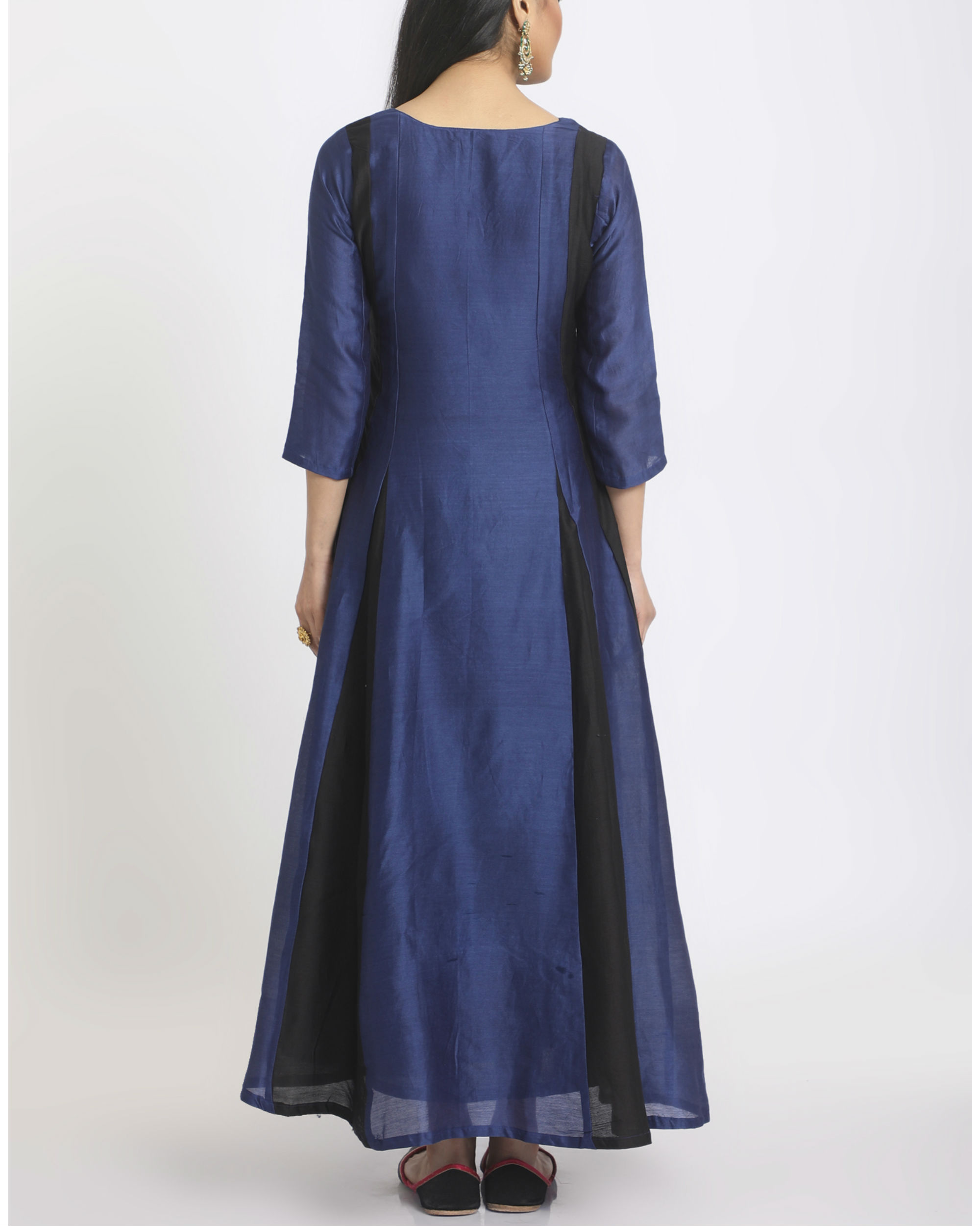 Blue black panelled dress by trueBrowns | The Secret Label