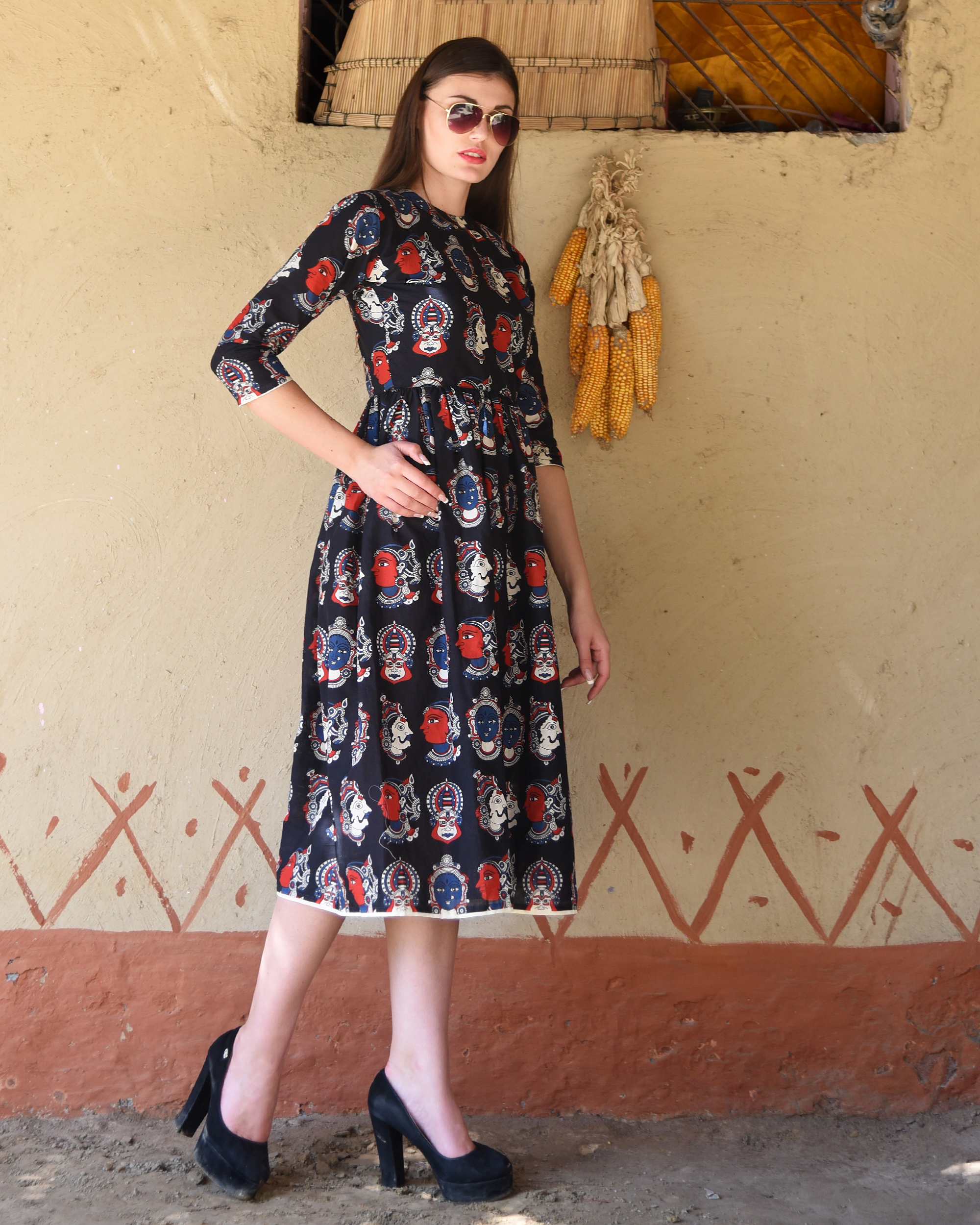 kalamkari midi dress