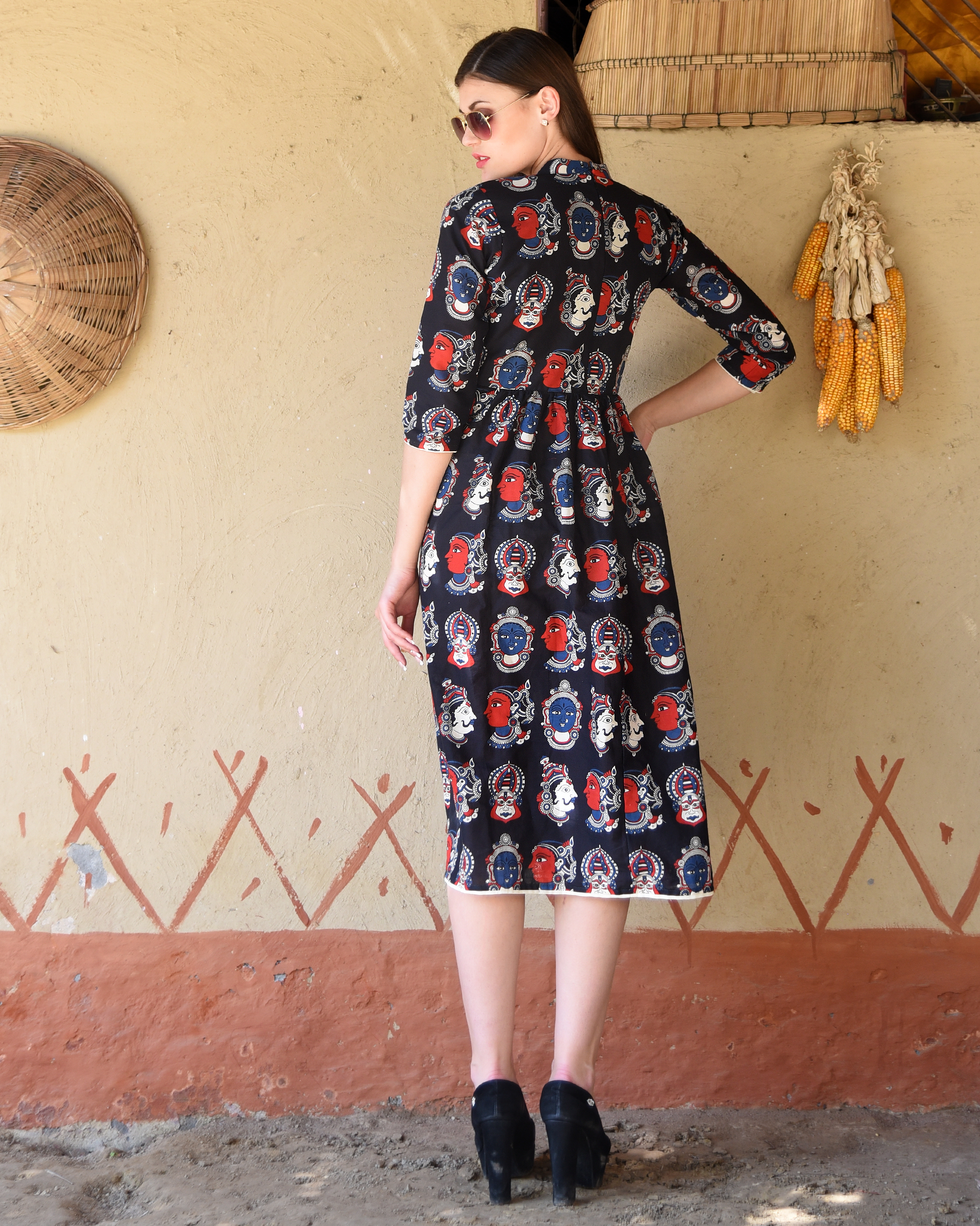 kalamkari midi dress