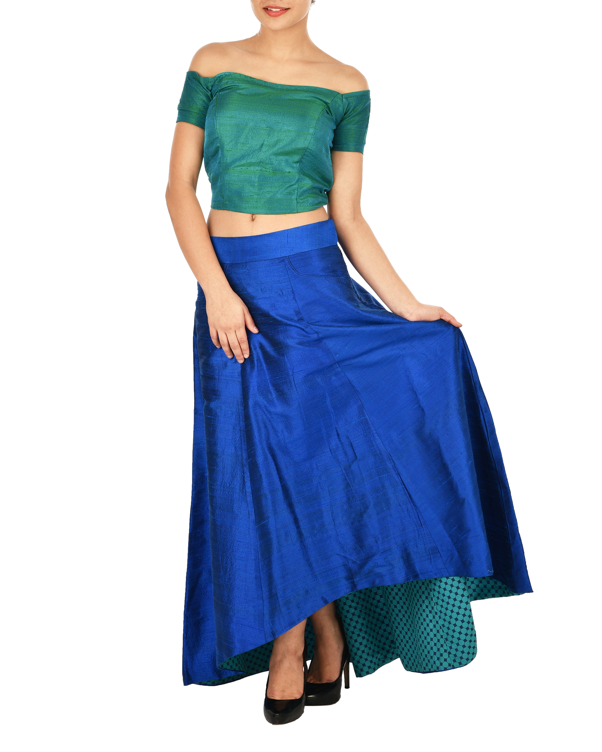 New CANARI Women's Plus Size Knee Length Blue Peacock Skirt | eBay