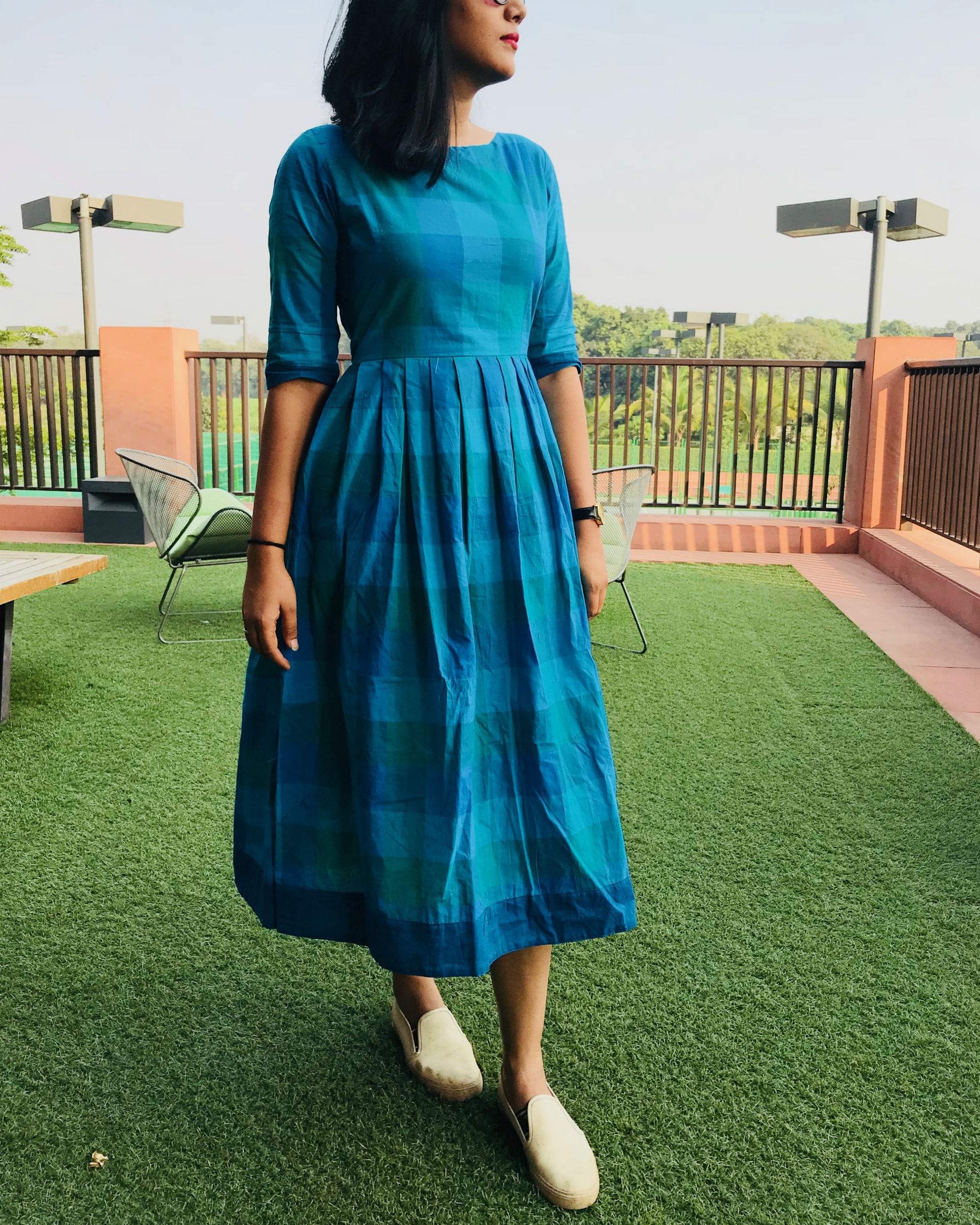 multicolor checks dress material