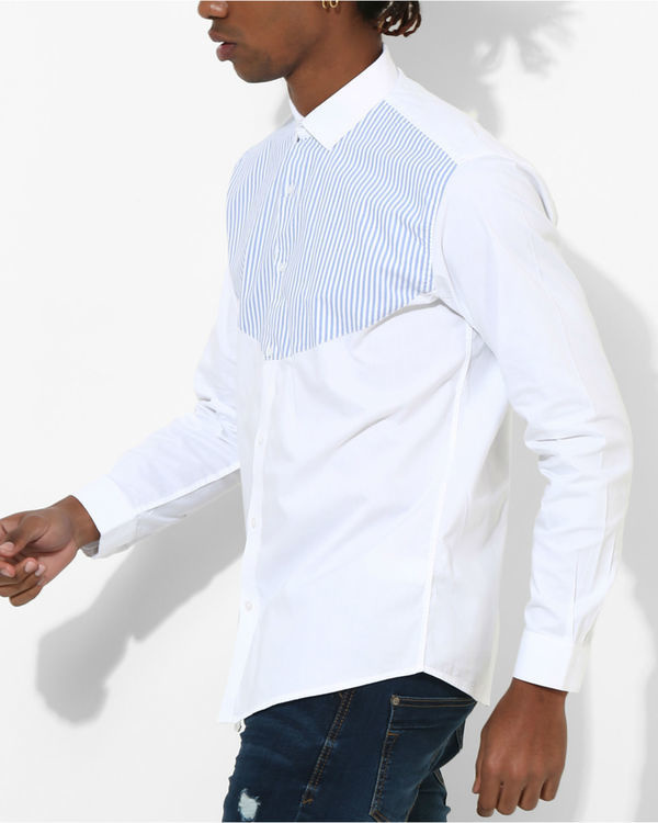White & Blue Stripes Shirt by Green Hill The Secret Label
