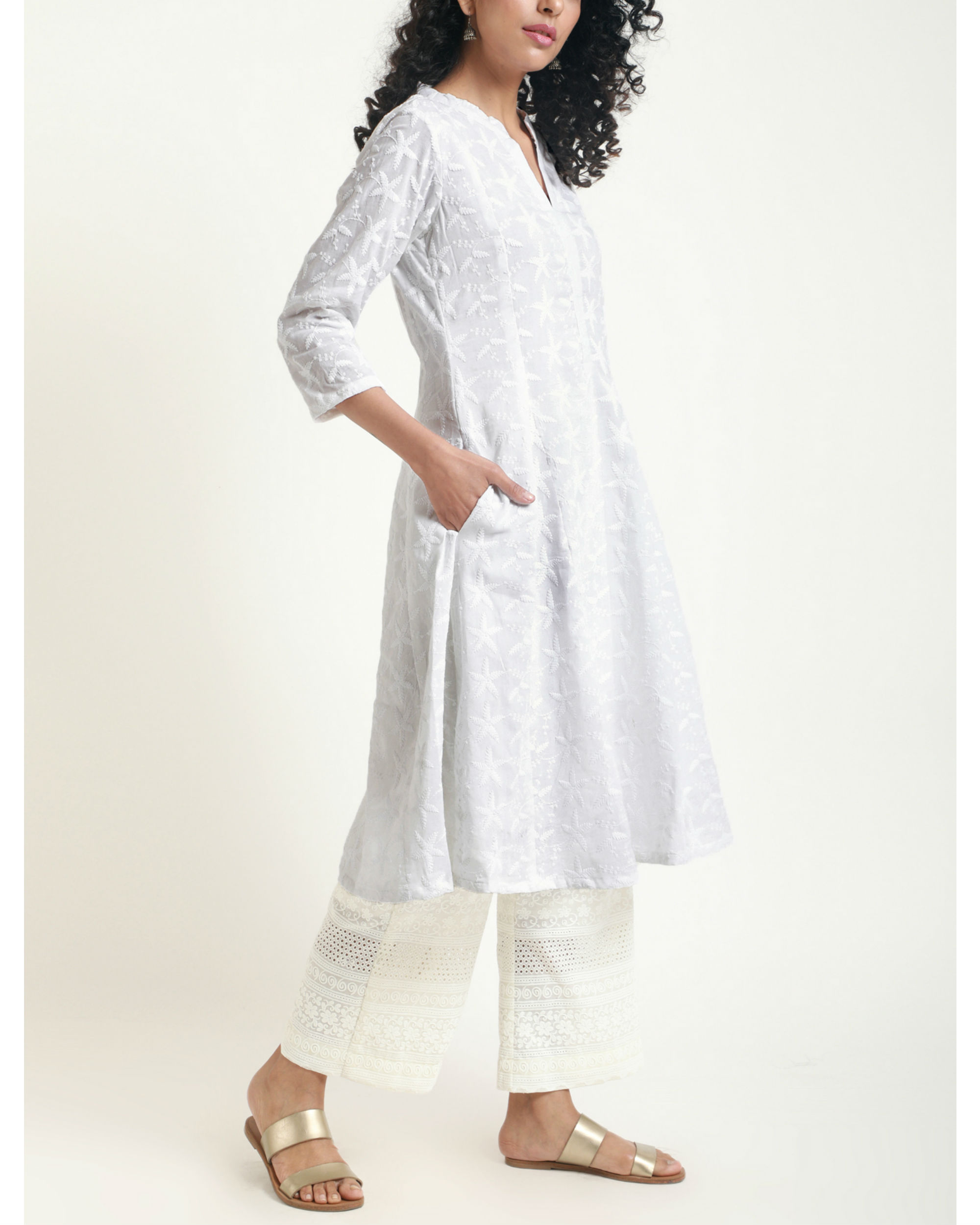 Chikan Kurta Ivory Pant Set by trueBrowns The Secret Label