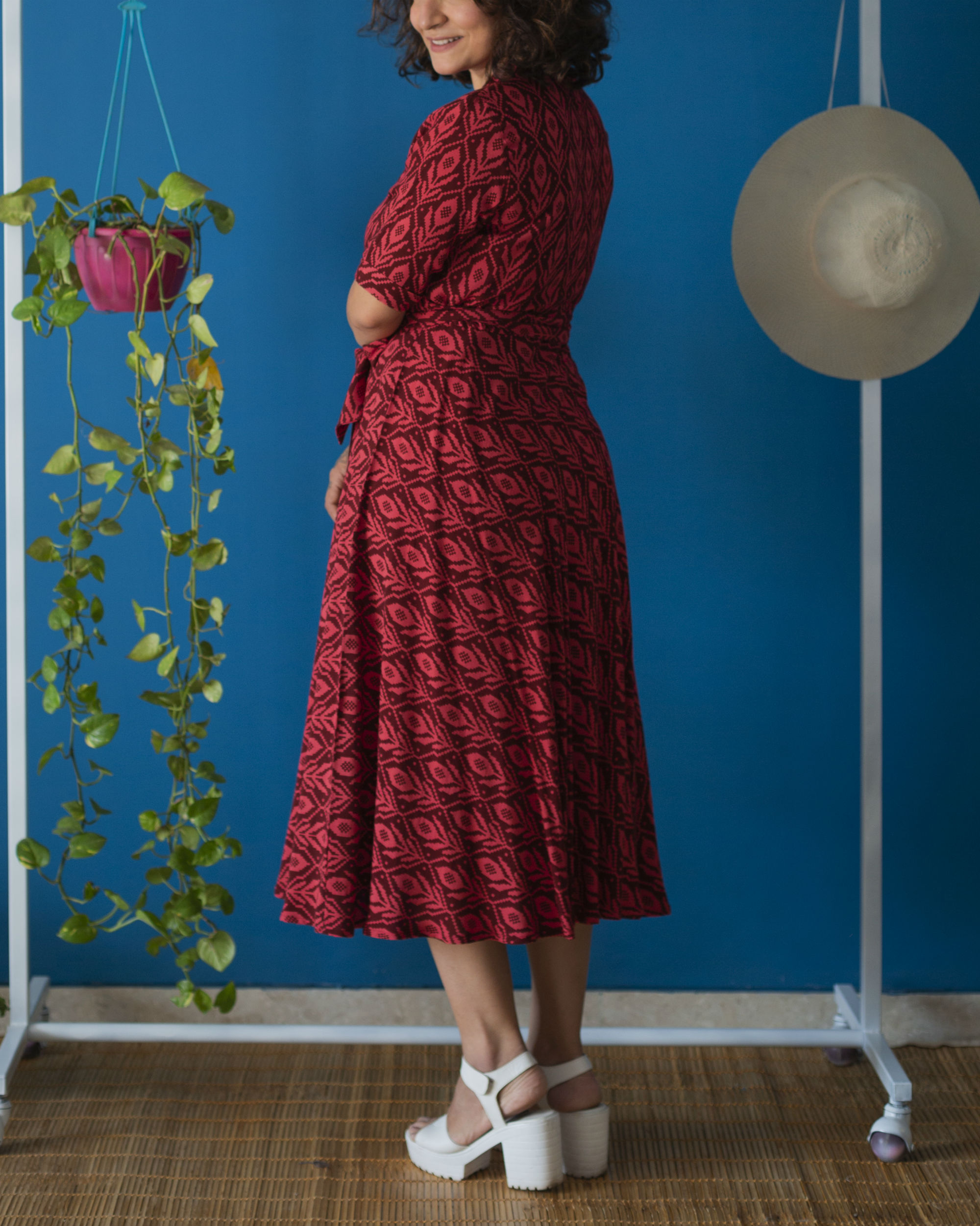 Wine Red Wrap Midi Dress by Cray Cuts The Secret Label